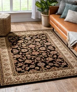 Well Woven Sarouk Black Traditional Rug