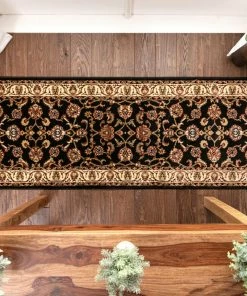Well Woven Sarouk Custom Size Runner Traditional Black 27 Inch Wide X Choose Your Length Hallway Runner Rug