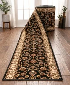 Well Woven Sarouk Custom Size Runner Traditional Black 27 Inch Wide X Choose Your Length Hallway Runner Rug