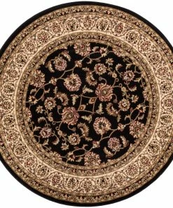 Well Woven Sarouk Black Traditional Round Rug