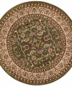 Well Woven Sarouk Green Traditional Round Rug