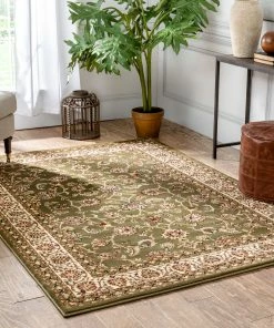 Well Woven Sarouk Green Traditional Rug