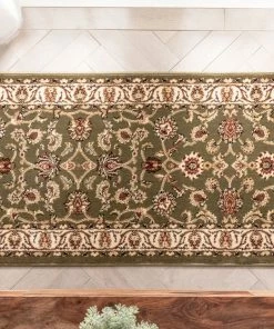 Well Woven Sarouk Custom Size Runner Traditional Green 27 Inch Wide X Choose Your Length Hallway Runner Rug