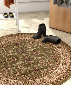 Well Woven Sarouk Green Traditional Round Rug