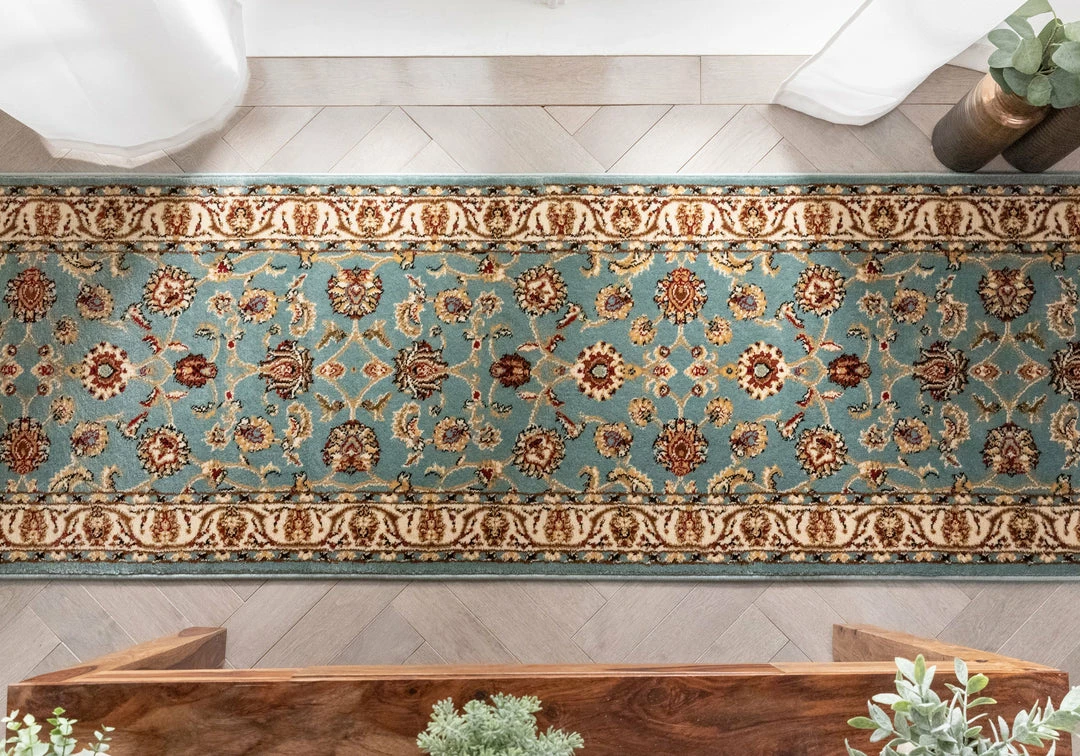 Well Woven Sarouk Custom Size Runner Traditional Light Blue 27 Inch Wide X Choose Your Length Hallway Runner Rug 2 Well Woven Sarouk Custom Size Runner Traditional Light Blue 27 Inch Wide X Choose Your Length Hallway Runner Rug