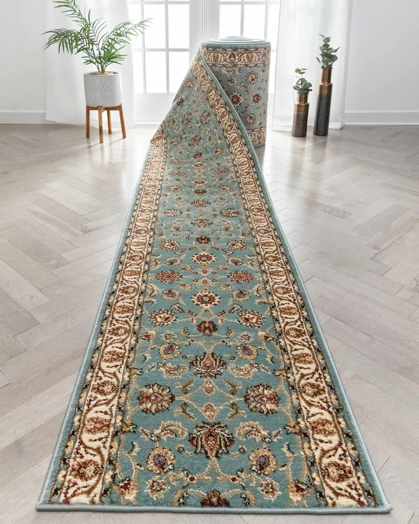 Well Woven Sarouk Custom Size Runner Traditional Light Blue 27 Inch Wide X Choose Your Length Hallway Runner Rug 1 Well Woven Sarouk Custom Size Runner Traditional Light Blue 27 Inch Wide X Choose Your Length Hallway Runner Rug