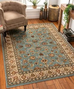 Well Woven Sarouk Light Blue Traditional Rug