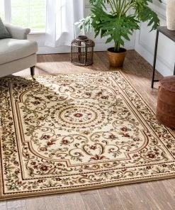 Well Woven Casbah Traditional Oriental Medallion Persian Cream Rug