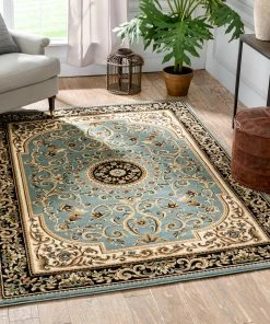Well Woven Casbah Traditional Oriental Medallion Persian Blue Rug Oriental & Persian