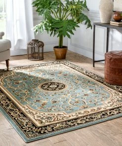 Well Woven Casbah Traditional Oriental Medallion Persian Blue Rug Oriental & Persian