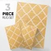 Well Woven Trellis Yellow Modern 3-Piece Set (5' X 7' And Bonus 20" X 31" Mats)
