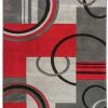 Well Woven Galaxy Waves Grey Red Modern Geometric Rug