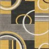 Well Woven Galaxy Waves Gold Modern Rug 6'x9'