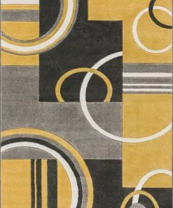 Well Woven Galaxy Waves Gold Modern Rug 6'x9'