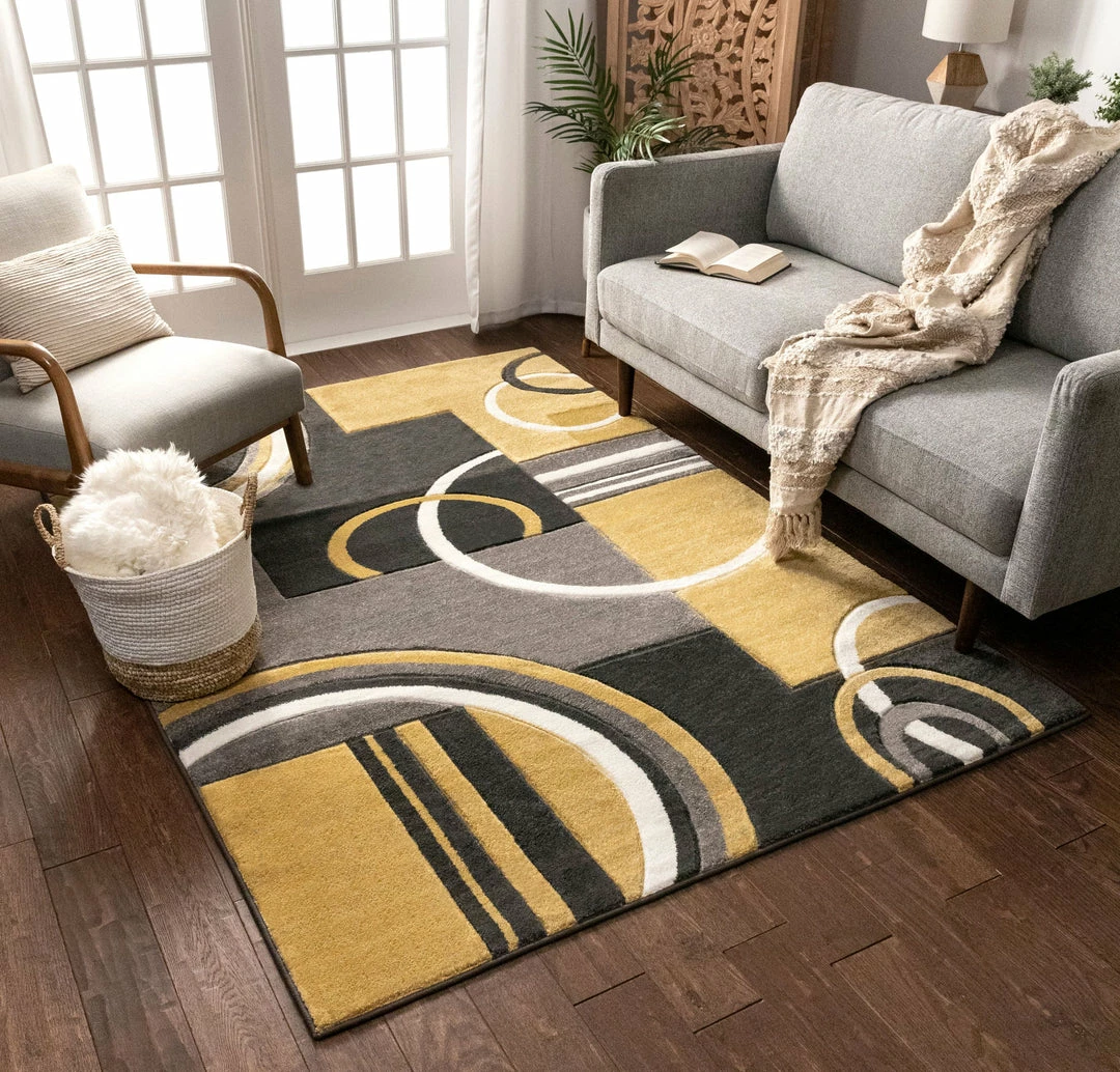 Well Woven Galaxy Waves Gold Modern Rug 6'x9' 2 Well Woven Galaxy Waves Gold Modern Rug 6'x9'