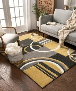 Well Woven Galaxy Waves Gold Modern Rug 6'x9' 18 Well Woven Galaxy Waves Gold Modern Rug 6'x9'