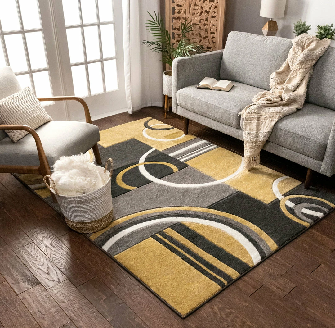 Well Woven Galaxy Waves Gold Modern Rug 6'x9' 9 Well Woven Galaxy Waves Gold Modern Rug 6'x9'