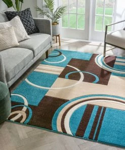 Well Woven Galaxy Waves Blue Modern Rug