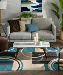 Well Woven Galaxy Waves Blue Modern Rug