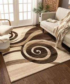 Well Woven 5'x7' Whirlwind Brown Modern Rug