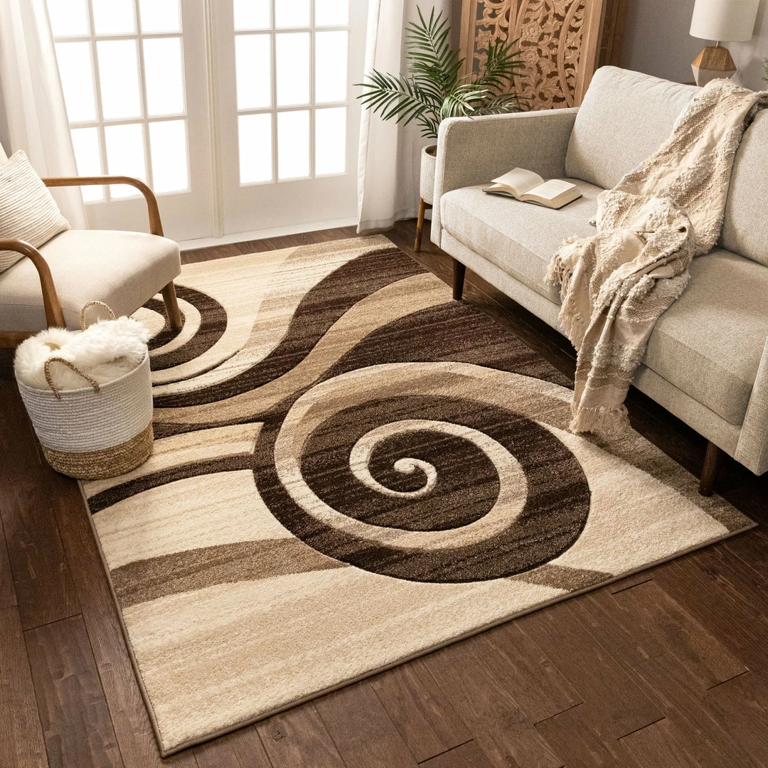 Well Woven 5'x7' Whirlwind Brown Modern Rug 2 Well Woven 5'x7' Whirlwind Brown Modern Rug
