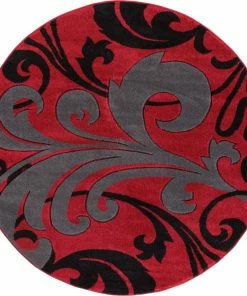 Well Woven Leslie Fleur De Lis Red Modern Rug
