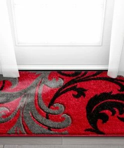 Well Woven Leslie Fleur De Lis Red Modern Rug