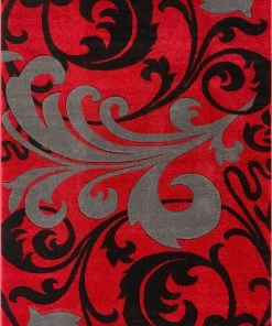 Well Woven Leslie Fleur De Lis Red Modern Rug