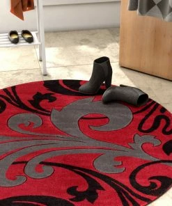 Well Woven Leslie Fleur De Lis Red Modern Rug