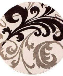 Well Woven Leslie Fleur De Lis Ivory Modern 5'3" Round Rug Geometric