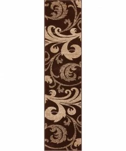 Well Woven Leslie Fleur De Lis Brown Modern Rug