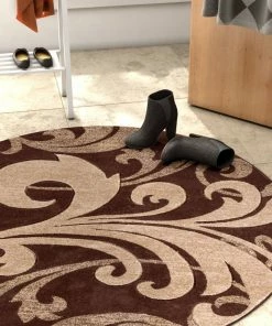 Well Woven Leslie Fleur De Lis Brown Modern Rug