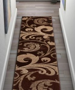 Well Woven Leslie Fleur De Lis Brown Modern Rug