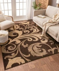 Well Woven Leslie Fleur De Lis Brown Modern Rug