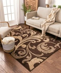 Well Woven Leslie Fleur De Lis Brown Modern Rug