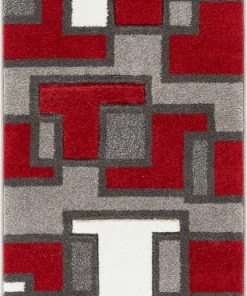 Well Woven Imagination Squares Red Modern Rug