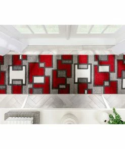 Well Woven Imagination Squares Red Modern Rug