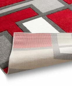 Well Woven Imagination Squares Red Modern Rug