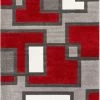 Well Woven Imagination Squares Red Modern Rug