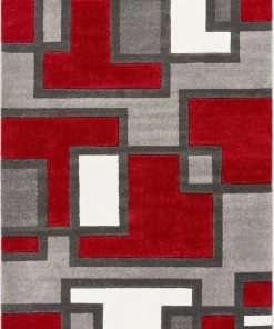 Well Woven Imagination Squares Red Modern Rug