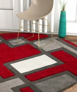 Well Woven Imagination Squares Red Modern Rug