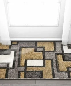 Well Woven Imagination Squares Gold Modern Rug 20 Well Woven Imagination Squares Gold Modern Rug