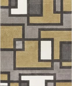 Well Woven Imagination Squares Gold Modern Rug