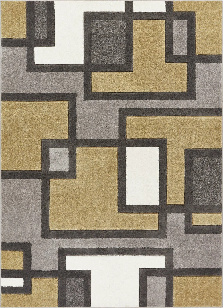 Well Woven Imagination Squares Gold Modern Rug 1 Well Woven Imagination Squares Gold Modern Rug