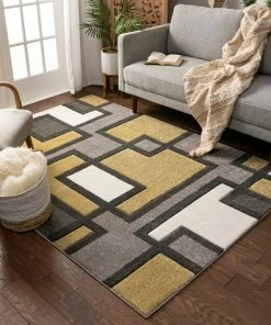Well Woven Imagination Squares Gold Modern Rug 15 Well Woven Imagination Squares Gold Modern Rug