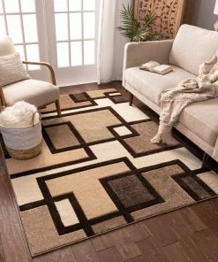 Well Woven Imagination Squares Cream Modern Rug 3'x5'