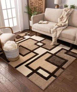 Well Woven Imagination Squares Cream Modern Rug 3'x5' 16 Well Woven Imagination Squares Cream Modern Rug 3'x5'
