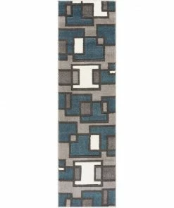 Well Woven Imagination Squares Blue Modern Rug