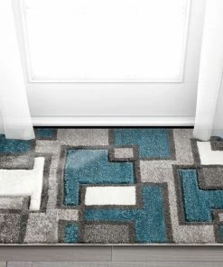 Well Woven Imagination Squares Blue Modern Rug