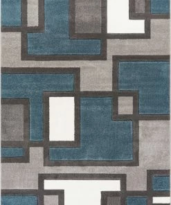 Well Woven Imagination Squares Blue Modern Rug